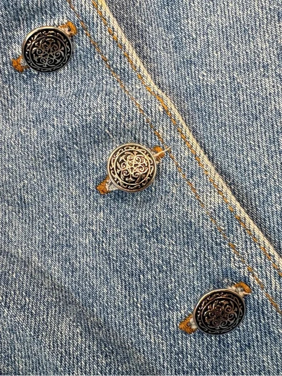 Vintage 90s Friends 90210 Denim Vest With Black Velvet Collar Large - Picture 2 of 4